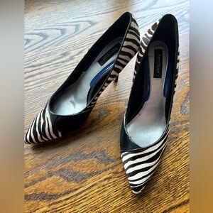 White House black market zebra print heels